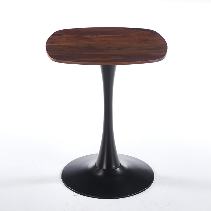 23.62 Inch Dining Table Walnut, Dark Walnut/Black, 28.94"H x 23.62"L x 23.62"W