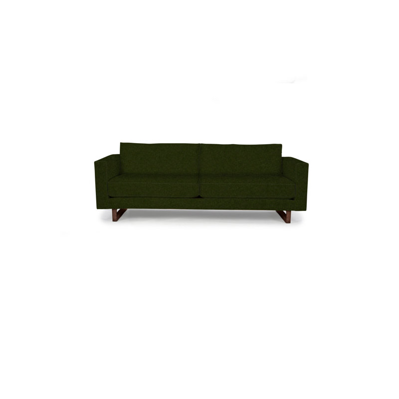 Canapé à accoudoirs carrés de 90 po avec coussins réversibles Avalon, Polyester vert olive, Noyers