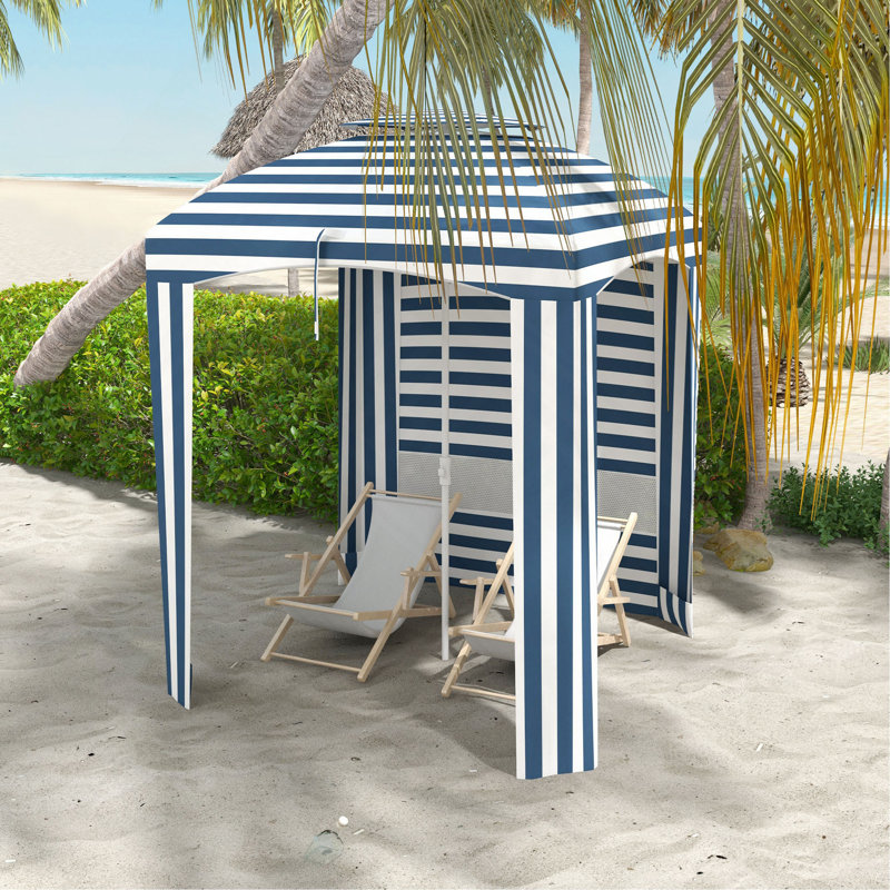 Parasol de plage Pacificia Square, Bande bleue et blanche