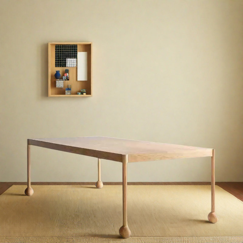 Durable Ash Wood Dining Table., 29.53"H x 78.74"L x 31.5"W