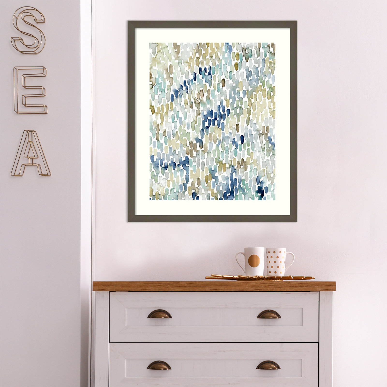 River Wavelets I by Grace Popp, 25" H x 21" W, Gray Framed Paper