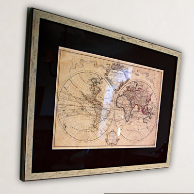 « rétro monde map », impression encadrée