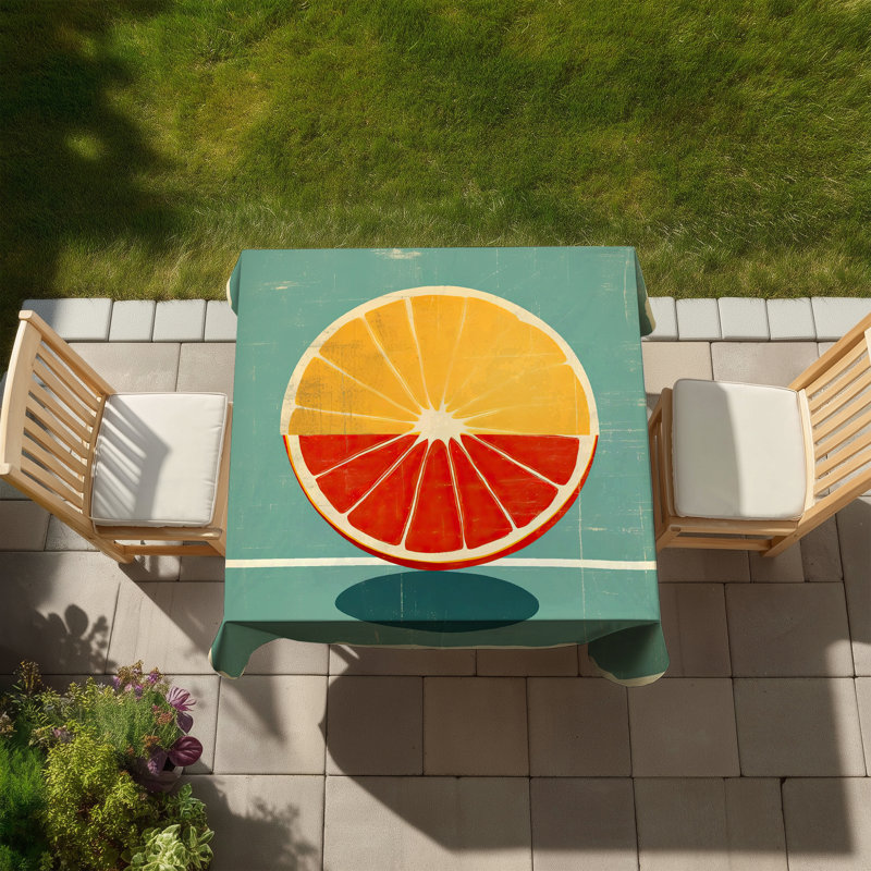 Lemon & Tangerine Tablecloth - Abstract Yellow Pattern Decor