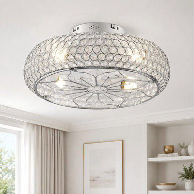 Ventilateur de plafond encastré Glam Crystal de 20 po avec cage