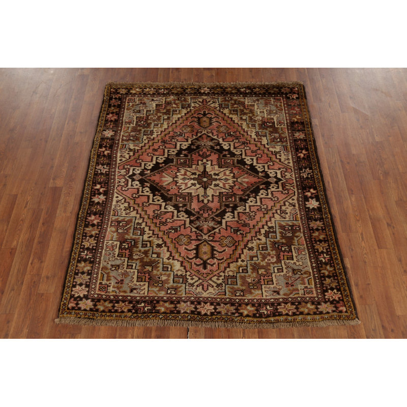 Tapis géométrique carré en laine 5 x 5