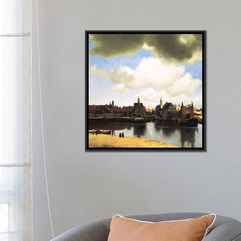 « view of bleu faïence, c. 1660-61 » par reproduction d’art sur toile tendue Johannes Vermeer, H 18 po x l 18 po x P 1,5 po