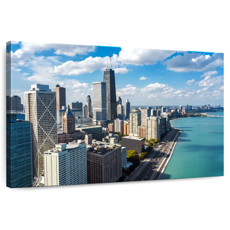 Ravi, Chicago, front de mer, horizon, H 32 po x l 48 po