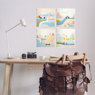  Pastel Whimsical Landscapes Wall Plaque Art Set by Lazar Studio