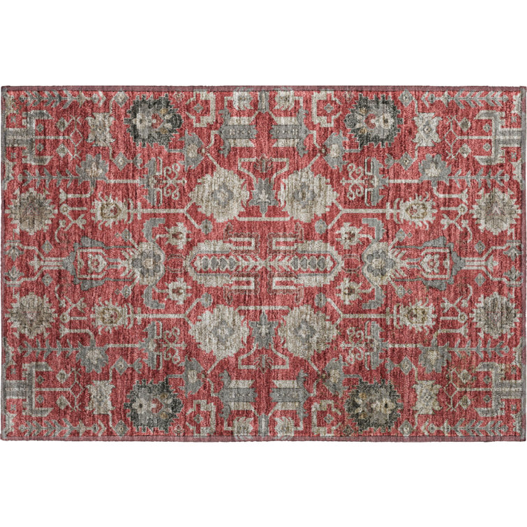 Premium Machine Washable Prisco Red Rug