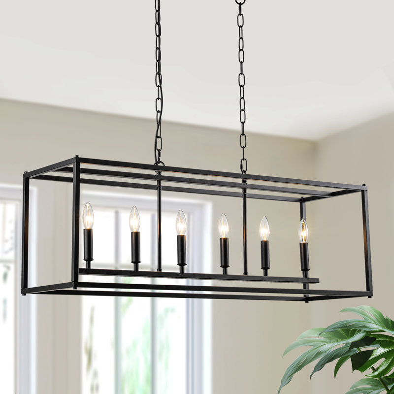 Lustre linéaire pour îlot de cuisine à 6 lumières Entrekin
