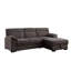 Canapé d'angle convertible Geni avec méridienne de rangement, ports USB, chenille marron