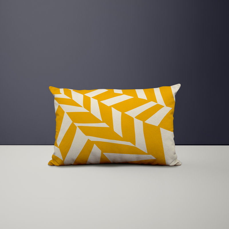 Polyester/Polyester Blend Lumbar Rectangular Indoor/Outdoor Pillow Cover & Insert, Yellow