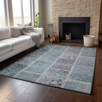 Premium Machine Washable Cerrito Teal Rug