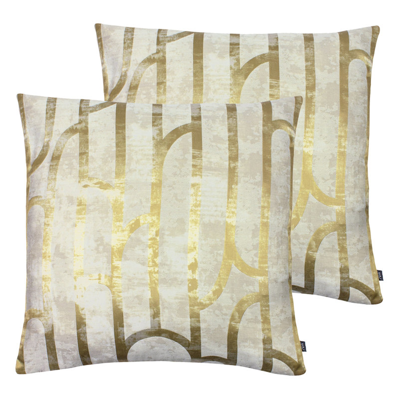 Ashley Geometric Square Cushion, Platinum/Silver, Polyester
