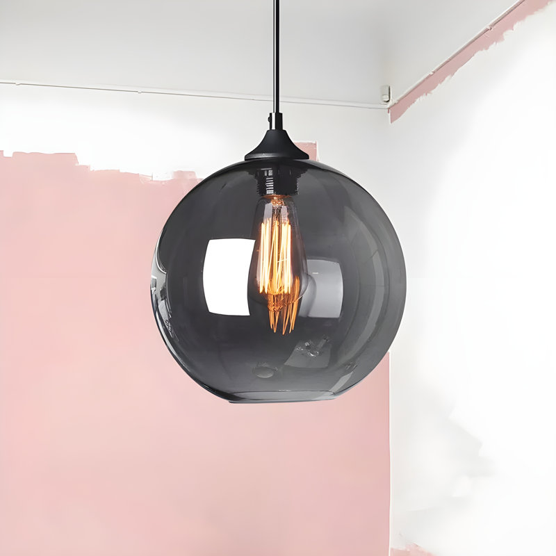 Industrial Vintage Glass Globe Pendant Light – Round Ceiling Lamp Shade Chandelier