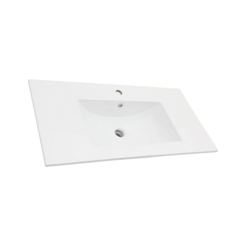 Lavabo de salle de bain simple avec 1 trou de robinet et trop-plein
