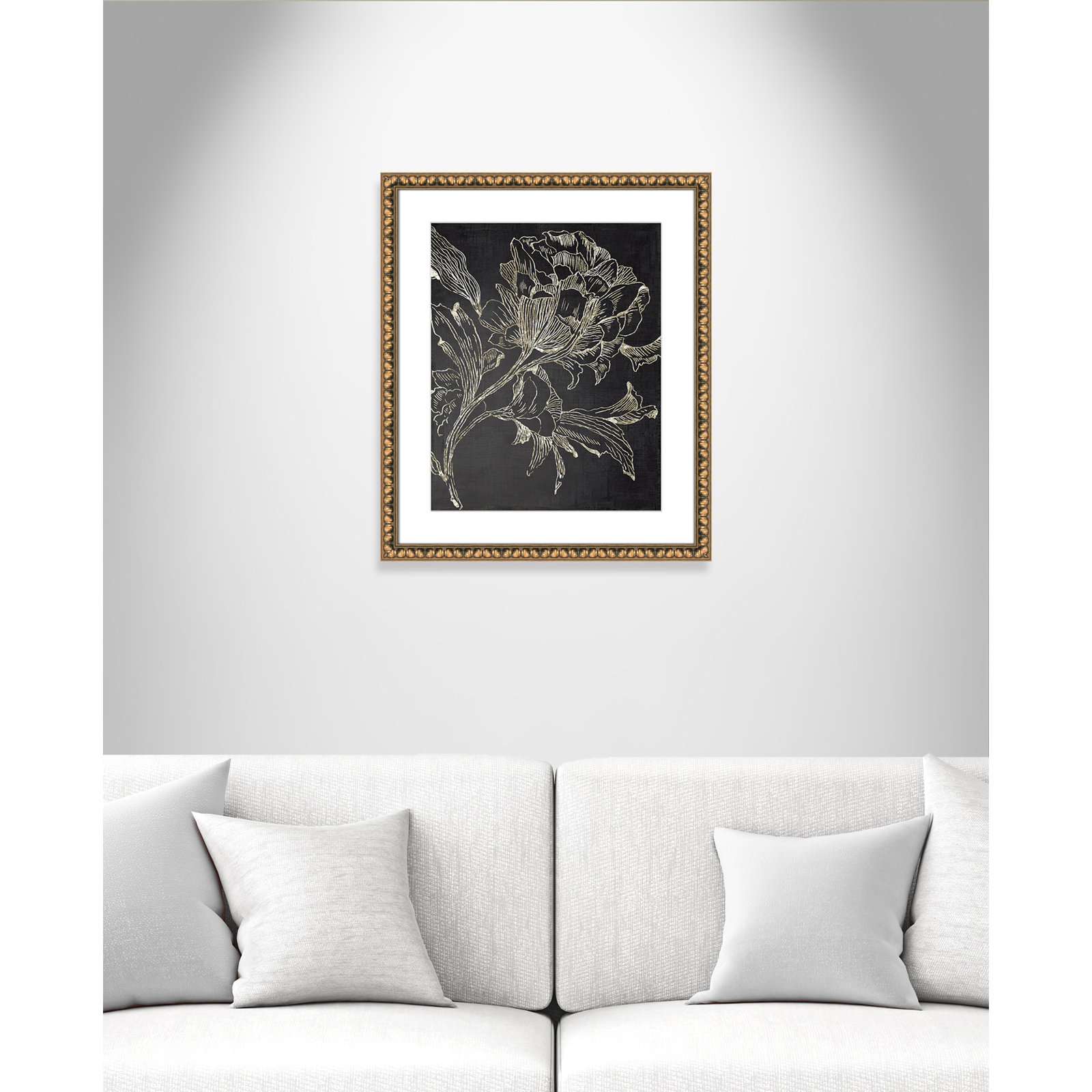 Golden Flower Folklore I by Asia Jensen - Picture Frame Graphic Art Print, Gold Bead Framed, 26.5" H x 22.5" W