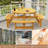 Round Tabletop Wood Picnic Table with Built-in Benches-746001691-746001690