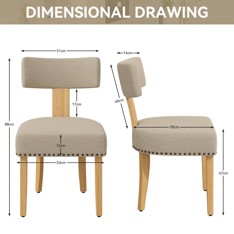 Ensemble de 2 chaises de salle à manger rembourrées Alimia, Beige, Beige