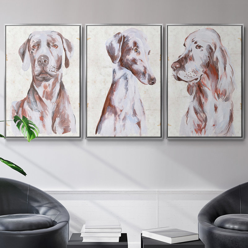 Chien assis I 3 pièces, H 27 po x l 54 po, Argent