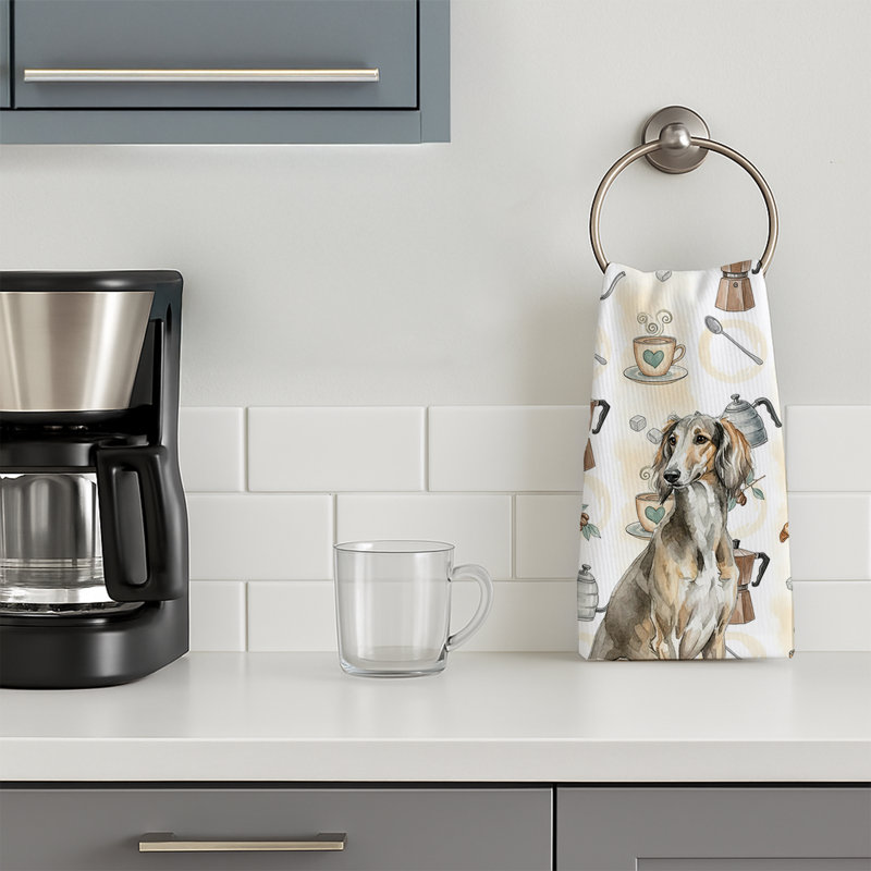 Grizzle Saluki Coffee Bar Kitchen Towel, Grizzle Saluki