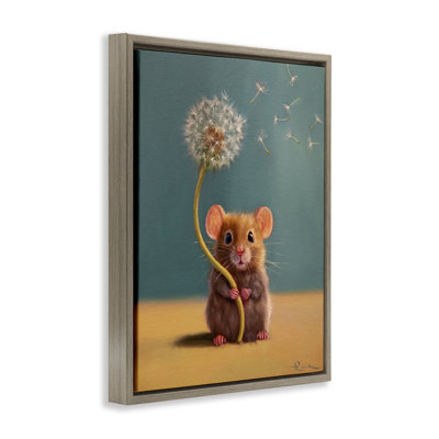 Cadre flottant Tiny Wishes Mouse & Dandelion, design par Lucia Heffernan