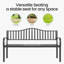 Banc de jardin extérieur en métal 59 po avec banc de parc intégré et banc de porche à l'épreuve des intempéries, 500 lb, gris