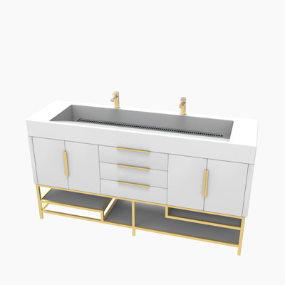 59.45'' Double Bathroom Vanity with Acrylic Top