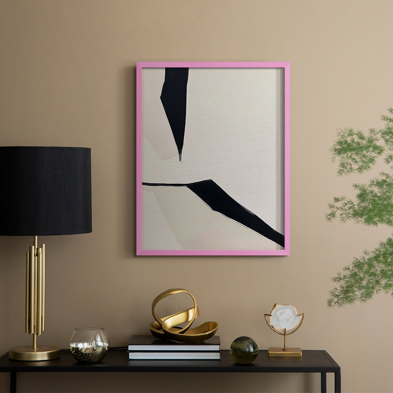 Série ABSTRACT DCXLII, reproduction encadrée - bois massif, Rose, H 30 po x l 24 po
