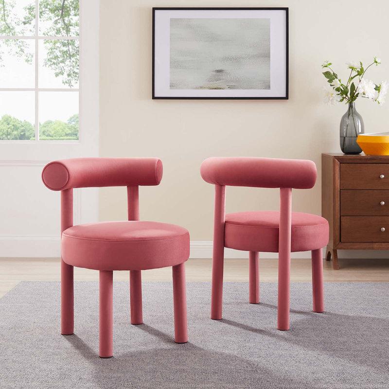 Modway Toulouse Side Fabric Upholstered Dining Chairs, Velvet Blossom