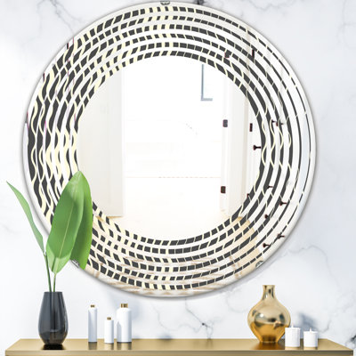 Miroir mural en forme de « wave géométrique abstrait minimal pattern v » moderne sans cadre