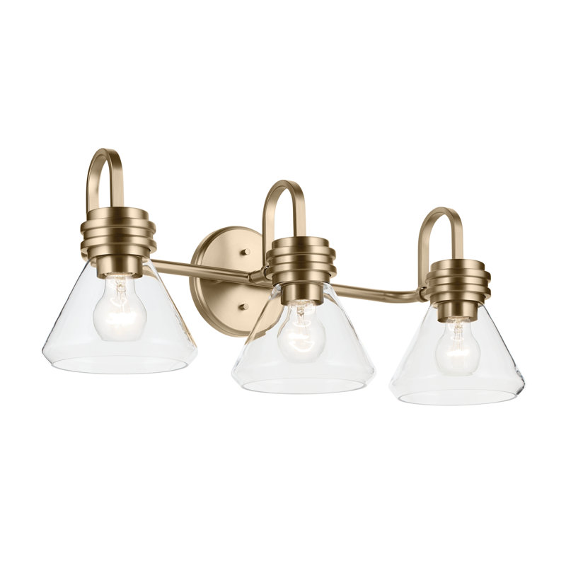 26" 3-Light Vanity Light with Clear Glass, Bronze