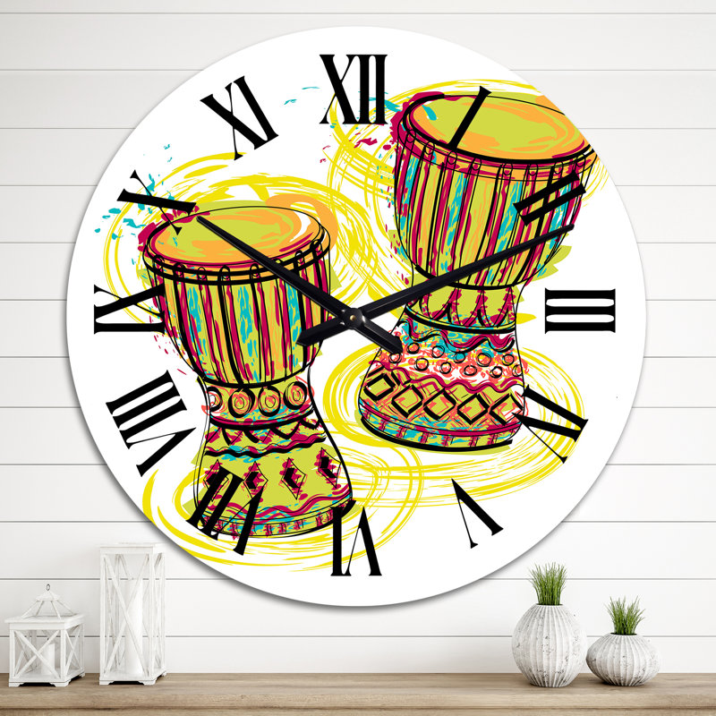 Traditional Tam Tam Drums I - Horloge murale Cabin & Lodge, Grand
