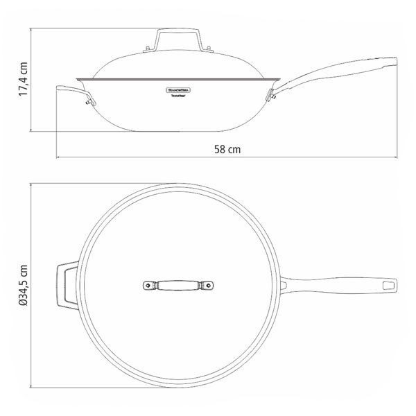 (Tramontina) Tramontina 62158320 Wok Frying Pan with Lid, grano, 126 inches  (32 cm), Stainless Steel, All Three Layers, Dishwasher Safe, gas