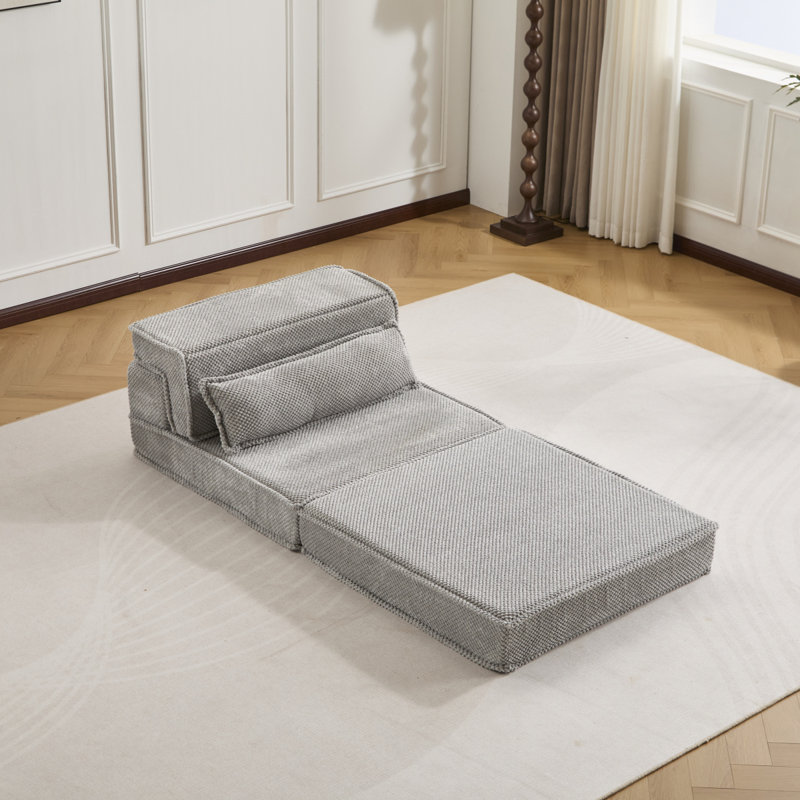 Canapé à compression Mahjong, canapé-lit convertible au sol, canapé modulaire modulaire désossé DIY, aucun assemblage requis, tissu polaire circulaire, canapé simple surdimensionné avec 1 coussin, gris clair