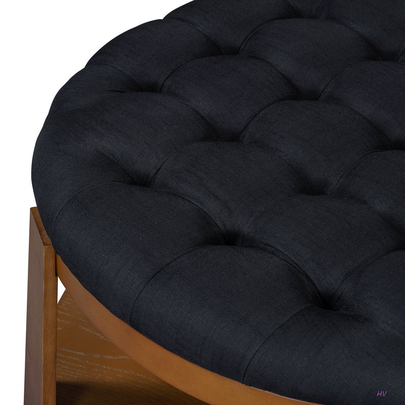 Table basse rembourrée avec tablette, Noir