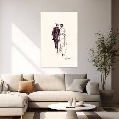 «Elegant Couple In Formal Attire», art mural abstrait classique élégant