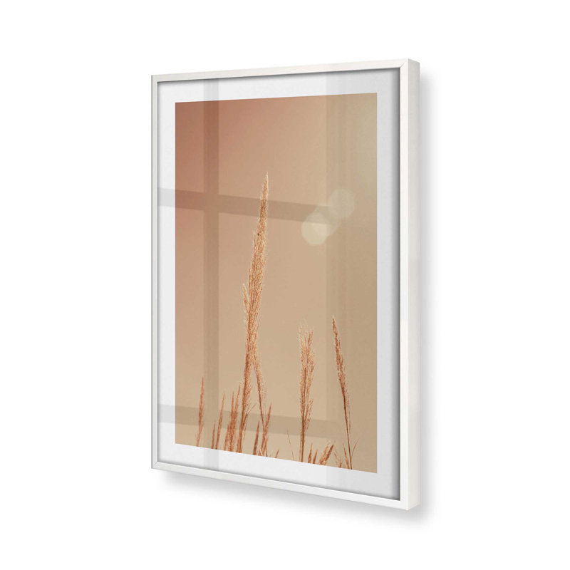 Motif d'herbes d'automne, Cadre opaque blanc, H 25 po x l 19 po x P 1,25 po