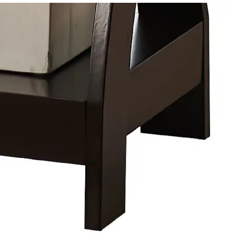 Table de bout décorative en bois torsadé, table d'appoint à 3 niveaux avec tablettes de rangement ouvertes, table de chevet étroite ou table de canapé pour la chambre à coucher, le salon et le bureau - Espresso