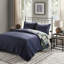Courtepointe 3 pièces bleu marine - réversible, motifs patchwork et écossais, microfibre douce, taies décoratives à fermeture à glissière / rembourrage en coton bleu marine,-119379831-119379830