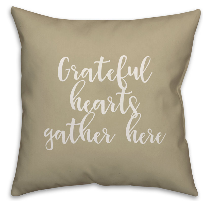  Coussin Grateful Hearts Gather Here, Beige, Coussin décoratif