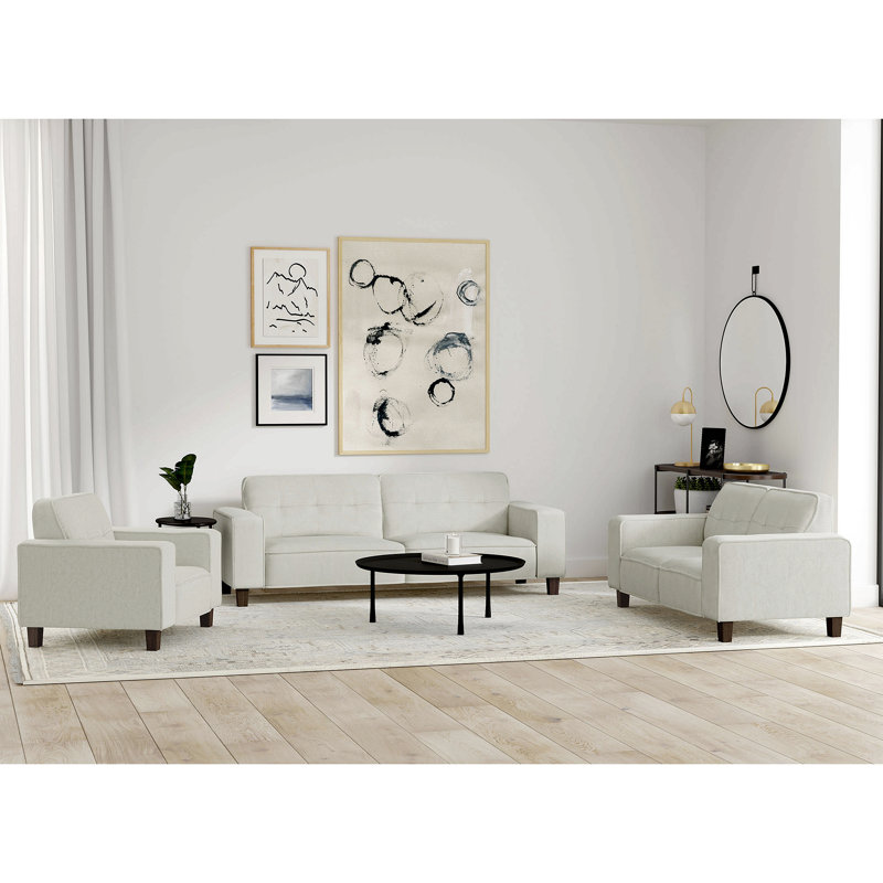 Evoke Greige Upholstered Tufted Sofa