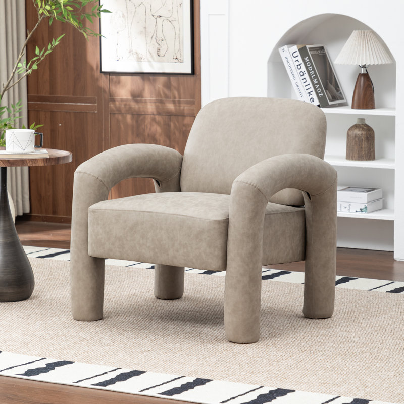 Iryanna Upholstered Faux Leather Armchair, Grey