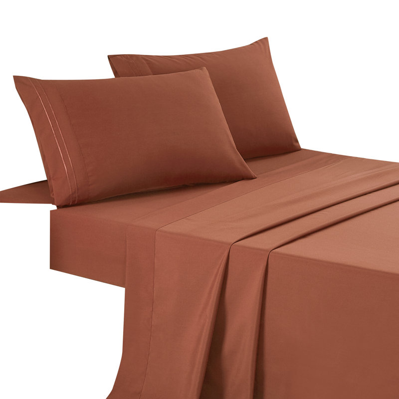 Jcrown Microfiber Sheet Set, California King Sheet Set with 2 Pillowcases, Spice