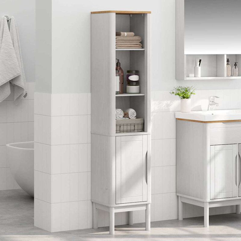 Solid Wood Bathroom Cabinet, White