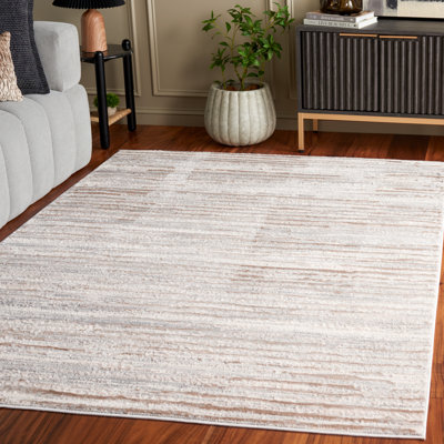 Striped Grey/Beige Area Rug