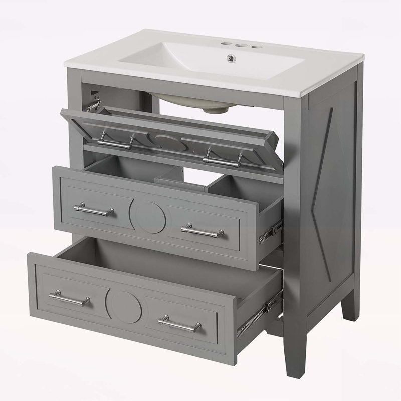 30'' Bathroom Vanity with Sink Combo, Gray