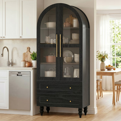 Retro Arch Storage Cabinet – Large Capacity, 2 Drawers, Gold Hardware