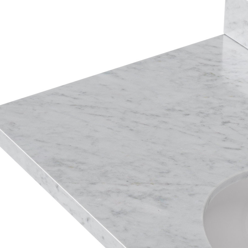 Cambridge 37'' W Single Vanity, Carrara Marble, Vintage Green, Rectangular