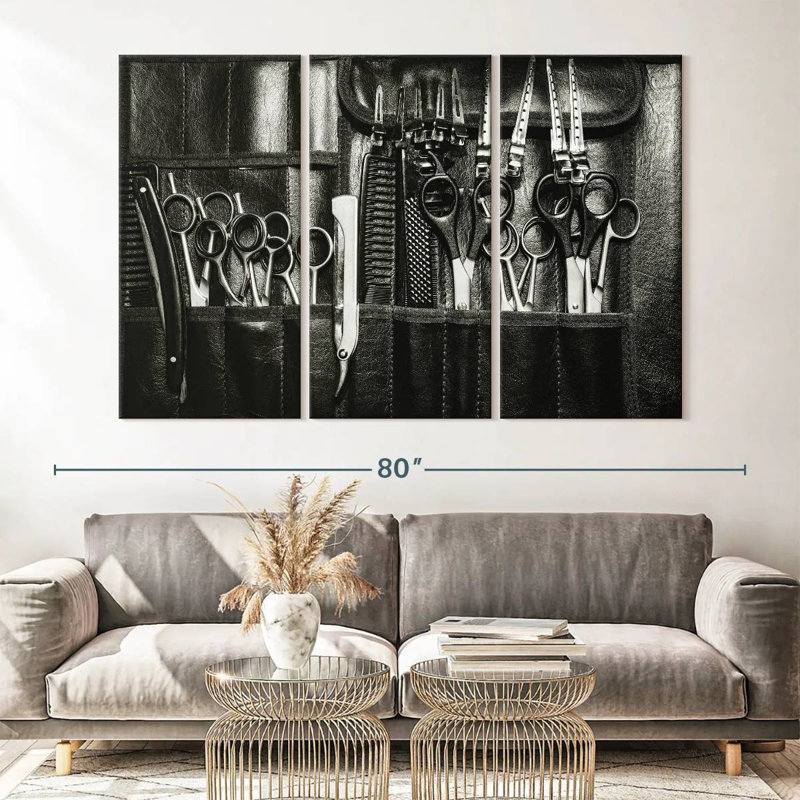Ensemble de coiffeur sur toile 3 pièces, H 42 po x l 65 po x P 1,25 po